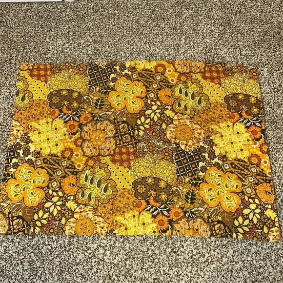 Vintage Fabric Table Runner Browns/orange/yellow/cream Paisley Floral - Picture 7 of 7